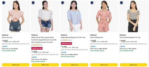 Image of Natilene Girls Top upto 90% Discount