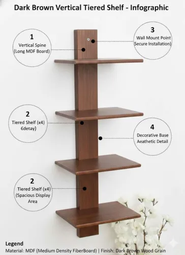 Image of NationalArts Wooden Wall Shelf Wall Hanging Rack Home Decor Storage Shelf MDF