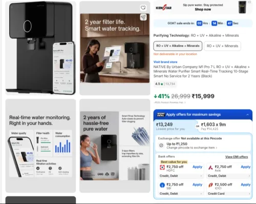 Image of NATIVE M1 Pro 7L Smart RO+UV Water Purifier