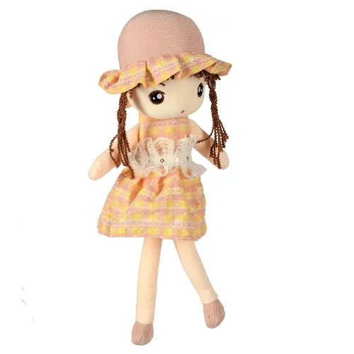 Image of NATKHAT Cute Doll Lace Frock-Orange 35cm