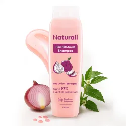Naturali Hairfall Arrest Shampoo with Red Onion & Bhringraj | Controls Hairfall | Paraben and Sulphate Free | Hairfall S