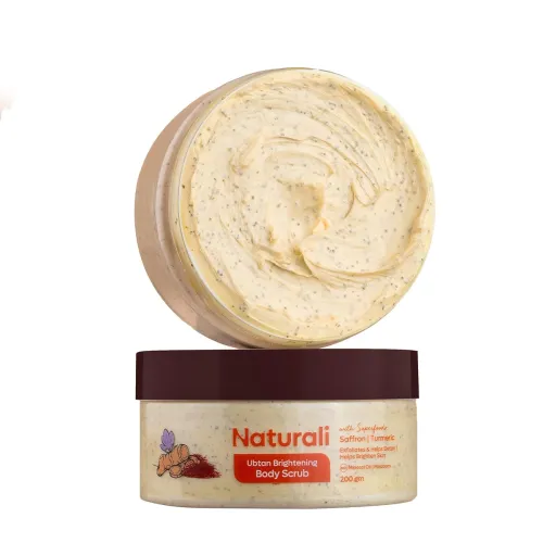 Image of Naturali Ubtan Brightening Body Scrub | With Superfoods Saffron & Turmeric | Exfoliates | Removes Tan | Boosts Skin Glow