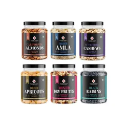 Nature Purify Dry fruits Combo 1.5 kg (Almond, Cashew, Apricots, Black Raisin, Amla, Mixed Nut & More.)