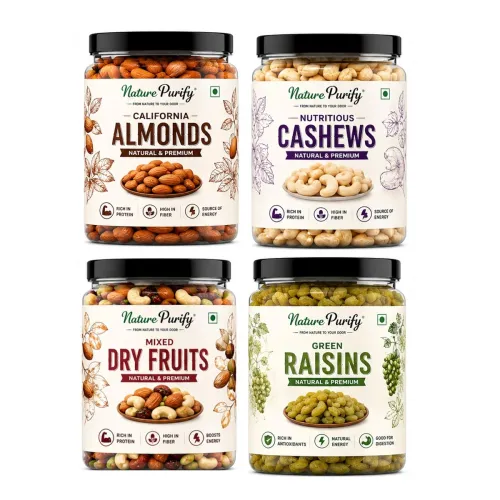 Image of Nature Purify Dry Fruits Combo Pack 250gm Each | (Almond, Cashew, Apricots, Raisins)