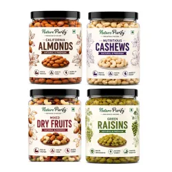 Nature Purify Dry Fruits Combo Pack 250gm Each | (Almond, Cashew, Apricots, Raisins)