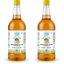 Natureland Organics White Sesame/Til Oil 1ltr - Cold Pressed (Pack of 2)
