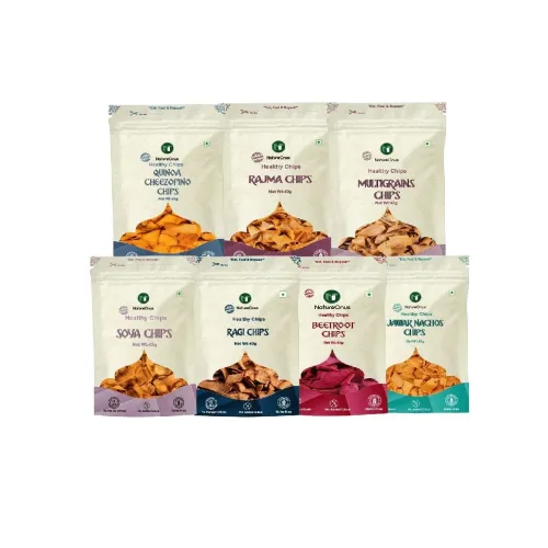 Image of NatureOnus High Protein Chips Combo Pack of 7 (301g) | 7 Healthy Snacks Pack x 43g | Ragi, Beetroot, Multigrain, Jowar, 