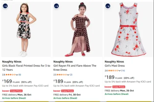 Image of Naughty Ninos Printed Dress at minimum 90% Discount