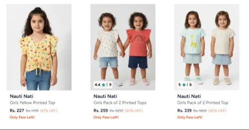 Image of Nauti Nati Girls Pack of 2 Tops Upto 83% OFF