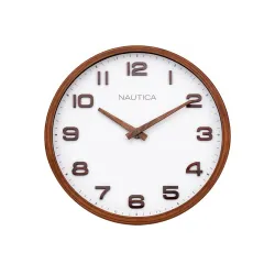 Nautica Luxury Wooden Finish Modern Wall Clock with Quartz Silent Sweep Technology -1pc Size (Woodgrain) | 12 inch | Ide