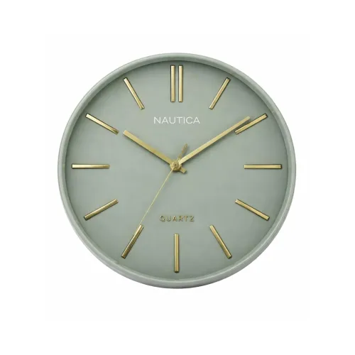 Image of Nautica 12-Inch Silent Quartz Wall Clock (3D Matte Green, Non-Ticking)