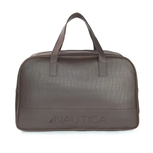 Image of Nautica Unisex 25L PU Duffle Bag for Travel | Stylish Leatherette Cabin Luggage with Smooth Zippers | Compact, Comfortab