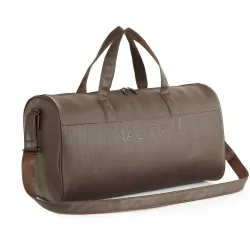 Nautica Unisex PU Duffle Bag – Stylish Cabin Travel & Gym Bag (Brown)