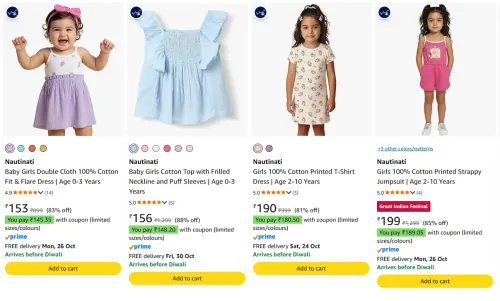 Image of Nautinati Kid's Dresses & Jumpsuits upto 88% Discount