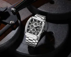 NAVIFORCE Black chronograph dial with stainless steel strap waterproof Analog Watch - For Men NF8066 Multifunctional design timepeice