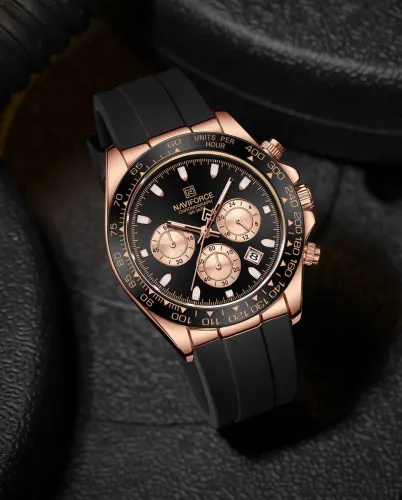 Image of NAVIFORCE Dynamic racing bezel mettalic dial design watch for mens Analog Watch - For Men NF8054 Sleek Racing Charismat