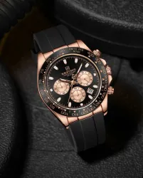 NAVIFORCE Dynamic racing bezel mettalic dial design watch for mens Analog Watch  - For Men NF8054 Sleek Racing Charismat