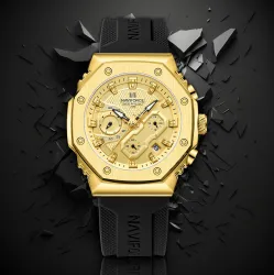 NAVIFORCE Sport Quartz Chronograph Waterproof Silicone Strap Luminous Date Wristwatch Analog Watch - For Men 8035G perfectly unique design