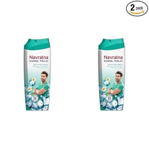 Image of Navratna Cool Talc Active Deo | Talcum Powder | Body Odour Protection & Strong Cooling Effect | Long Lasting Freshness &