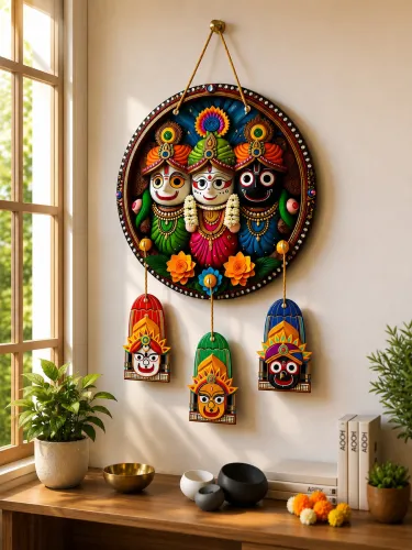 Image of Navyaksh Kala Lord Jagannath Wooden Wall Hanging