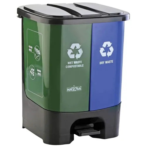 Image of Nayasa 2-in-1 Pedal Dustbin – 19 L (9.5 L Each) Dual Compartment Wet & Dry Waste Bin