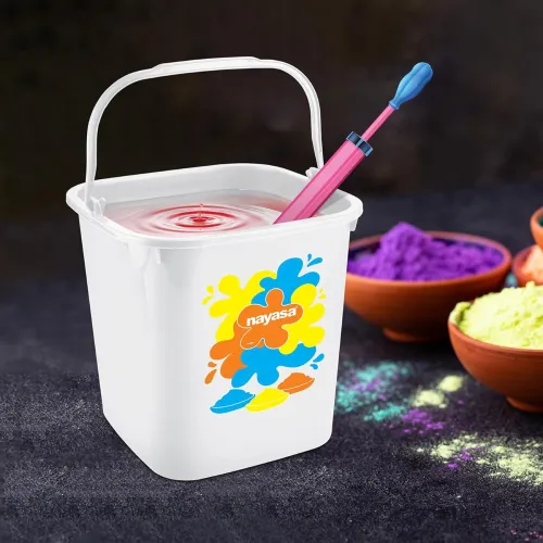 Image of Nayasa 7.5 Litre Square Plastic Bucket, Set of 2 | Durable Water Storage Bucket | Household & Bathroom Utility | 