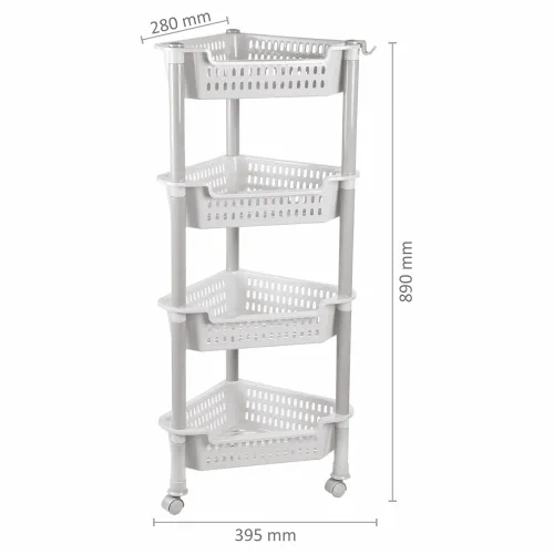Image of Nayasa Corner Trolley 4 Layers | Kitchen Organizer