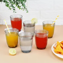Nayasa Crystal Plastic Drinking Glass Set 325ml (Grey, Set of 6)