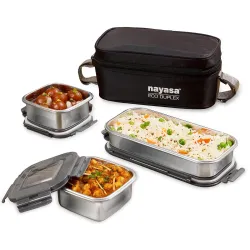 Nayasa Eco Duplex 3 Stainless Steel Lunch Box Set 640ml