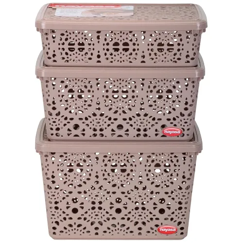 Image of Nayasa Flower Storage Basket Set Of 3 |Small + Medium + Big