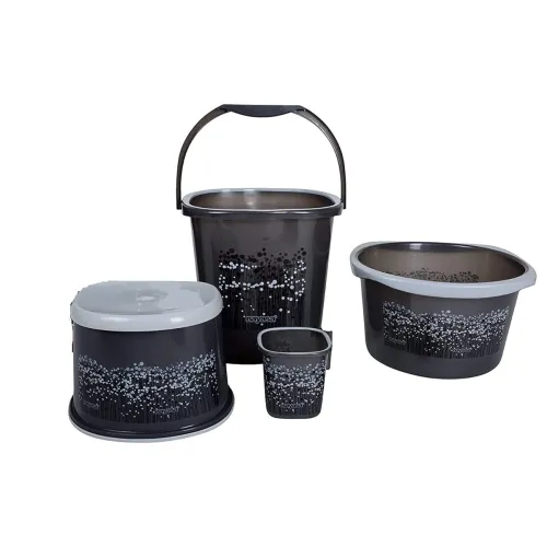 Image of Nayasa Funk Bathroom Set 4Pcs Set(Bucket 18L+Mug 1.5L+Stool+basin) Plastic |bathroom bucket set combo|bath accessories s