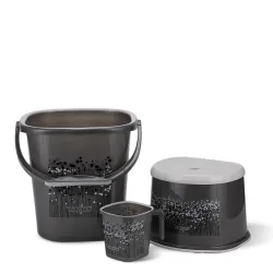 Nayasa Funk Square 3 Pcs Bathroom Set | Bucket 25 L + Mug 1.5 L + 508 Stool |
