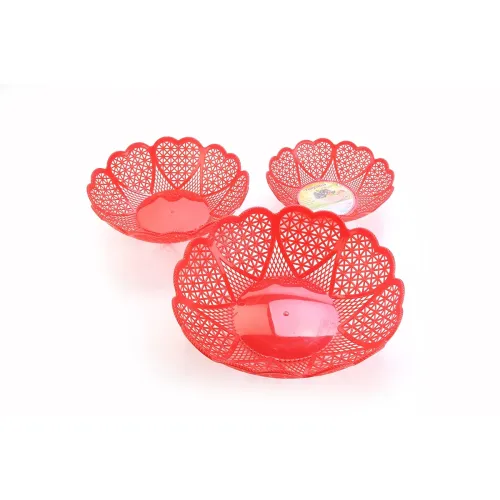 Image of Nayasa Heart 3 Piece Plastic Fruit Basket Set