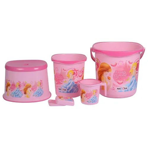 Image of Nayasa Kids 5 Pcs Plastic Bathroom Set | Bathroom Bucket Set Combo | Bath Accessories Set for Bathroom | Bath Bucket Set