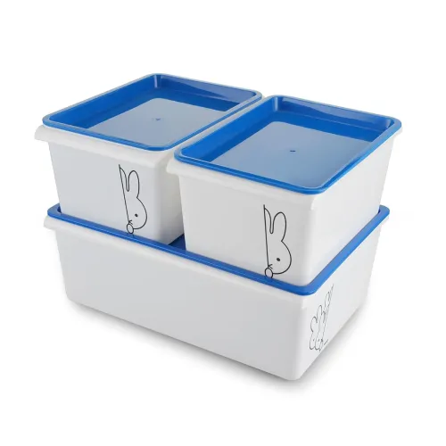 Image of Nayasa Lego Print Stack N Store Plastic Storage Boxes 