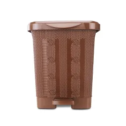 Nayasa Mikado Plastic Waste Paper | Small | Table Top Multi Purpose Dustbin With Lid | Waste Paper Bin | Plastic Pedal Waste Bin | Ideal For Home/Kitchen/Office | Brown