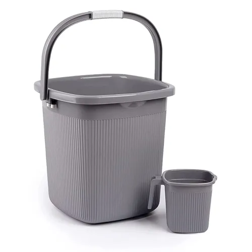 Image of Nayasa Plastic Bucket & Mug Set – Grey, 2 pcs