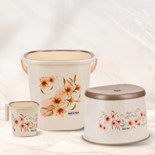 Image of Nayasa Plastic Sqr DLX 3 Pcs Bathroom Set