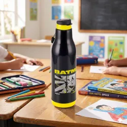 Nayasa Quench Batman Print Plastic Insulated Water Bottle- 600 ML