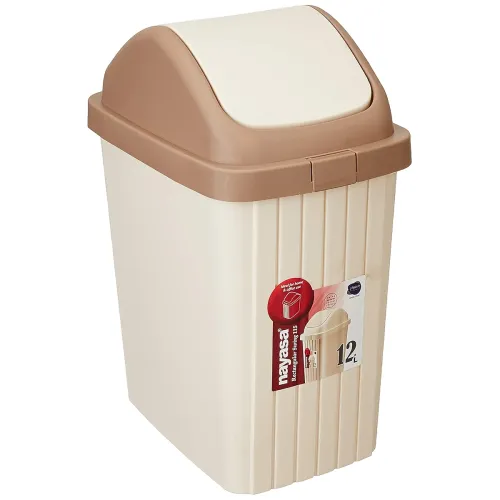 Image of Nayasa Rectangular Swing Dustbin No. 115-12 Ltrs - Ivory