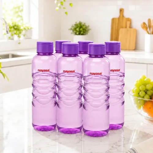 Image of Nayasa Revello 1000 ML Pet Plastic Fridge Water Bottles Set of 6