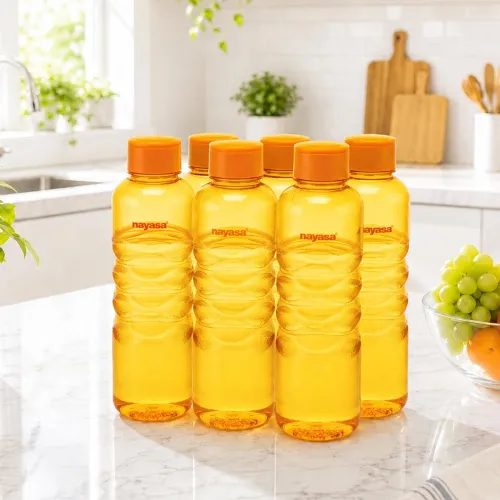 Image of Nayasa Revello 1000 ML Pet Plastic Fridge Water Bottles Set of 6