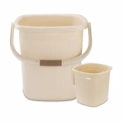 Nayasa Rimmy Plastic Bucket Set for Bathroom | Bucket and Mug (25 Liters & 1.5 Liters) | Bathroom Set of 2 | Bathroom Ac