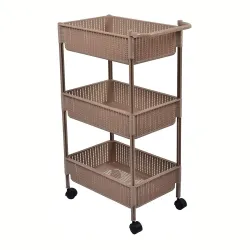 Nayasa Rope Trolley 3 Layers Kitchen Shelf Organizer