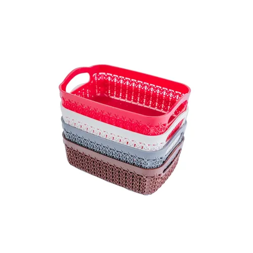 Image of Nayasa Rope Tray Basket for Stationary Paper File Storage 4pc set 