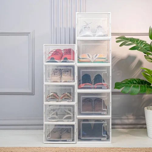 Image of Nayasa Shoe Box Pack of 6 Stackable Shoe Boxes