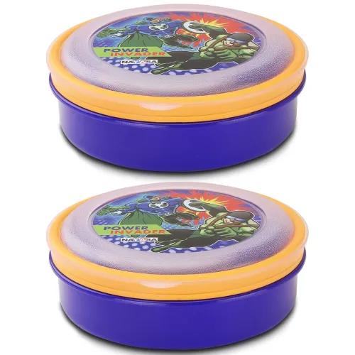 Image of Nayasa Spill Guard No.1 Regular Round Plastic Lunch Box (Pack of 2)
