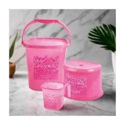 Nayasa Square Ring Funk Plastic Bucket Set for Bathroom 25 Liters 