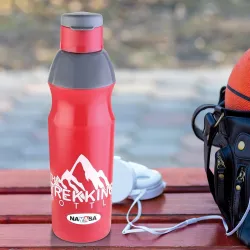 Nayasa Trekking 700ml Water Bottle | BPA-Free Insulated Plastic Inner | Leak-Proof Twist Cap | For Office, School, Gym, Travel, and Outdoor Use | Red