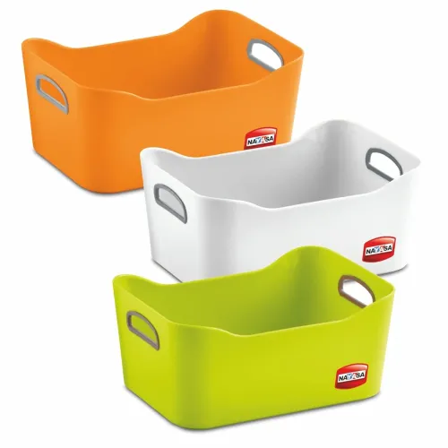 Image of Nayasa Tri Colour Passion Basket | Set of 3 | Multi Purpose Storage Basket | Side Handles | Easy to Lift | Light Weighte
